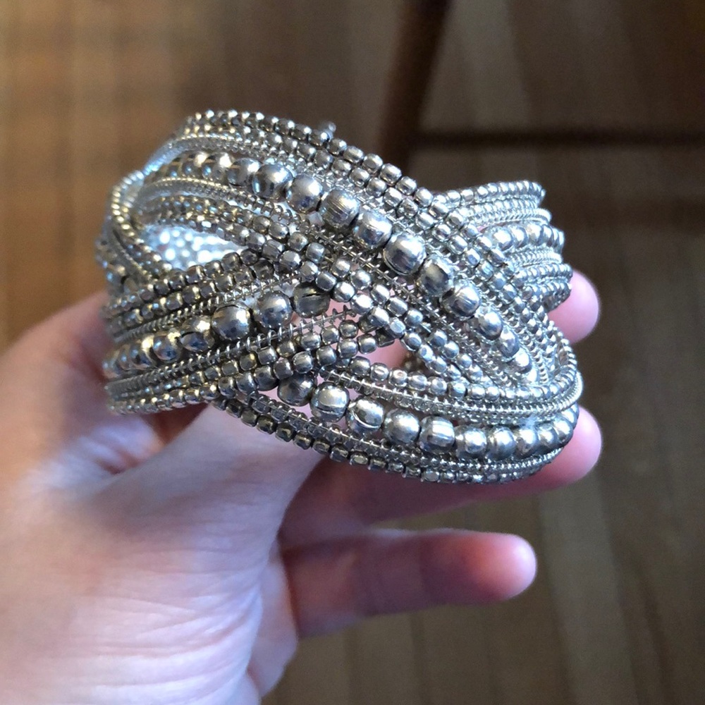 Wire beaded cuff bracelet